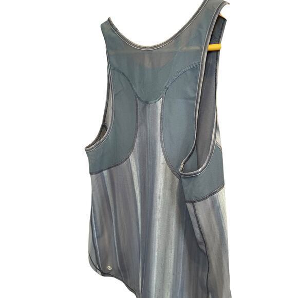 Lululemon Women 6 Sculpt Tank Brushed Spray‎ Dye White Code Blue Mesh Back Long - Picture 11 of 12